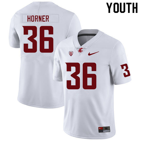 Youth #36 Tre Horner Washington State Cougars College Football Jerseys Sale-White - Click Image to Close